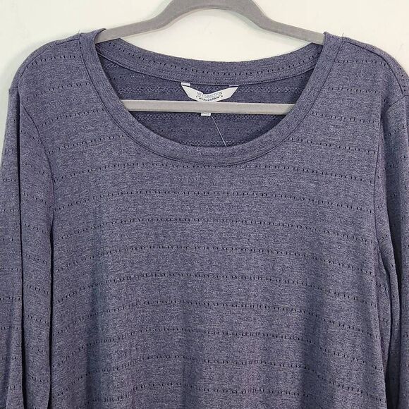 New Direction Navy T-Shirt Size Large Dark Blue Knit Top - Picture 2 of 8